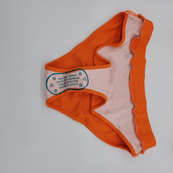 Women orange two Piece High Waisted Bikini Scoop Neck Crop Top Swimsuits - Picture 9 of 11